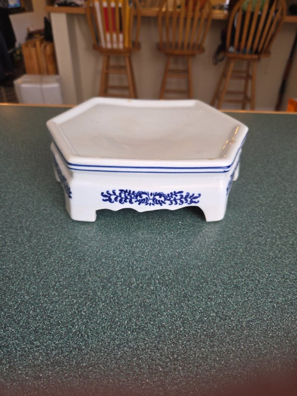 Blue and White Porcelain Hexagonal Ceramic Flowerpot Base